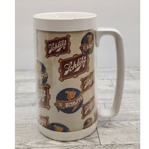 Schlitz Beer Mug Thermo-Serv White Plastic 1970s Barware Retro Breweriana Vtg